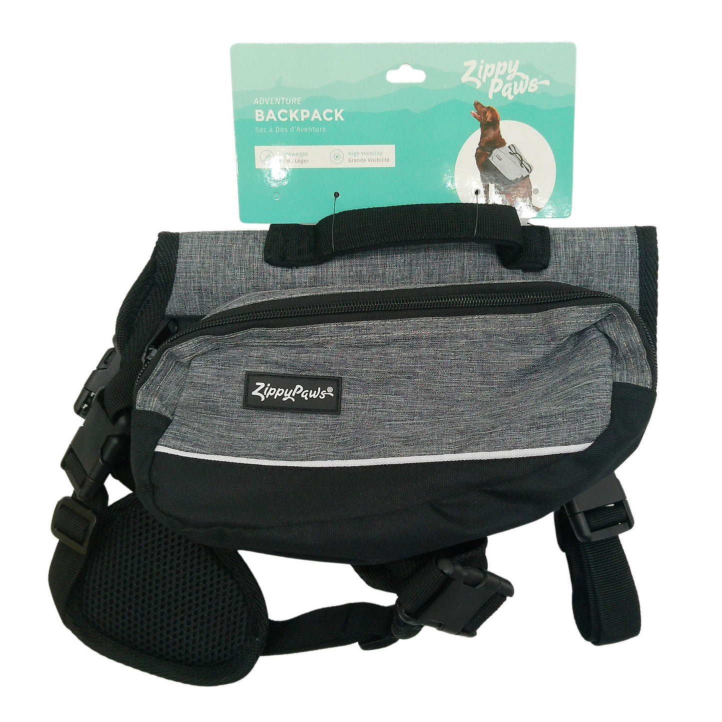 zippy paws lightweight adventure backpack in graphite size large -- 4 per box