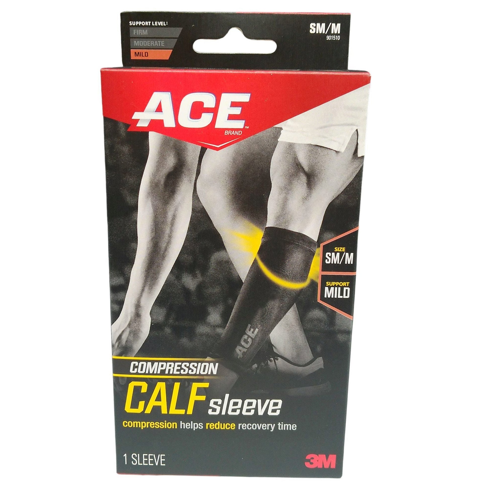 ace uniform compression calf support sleeve in size s m -- 10 per box