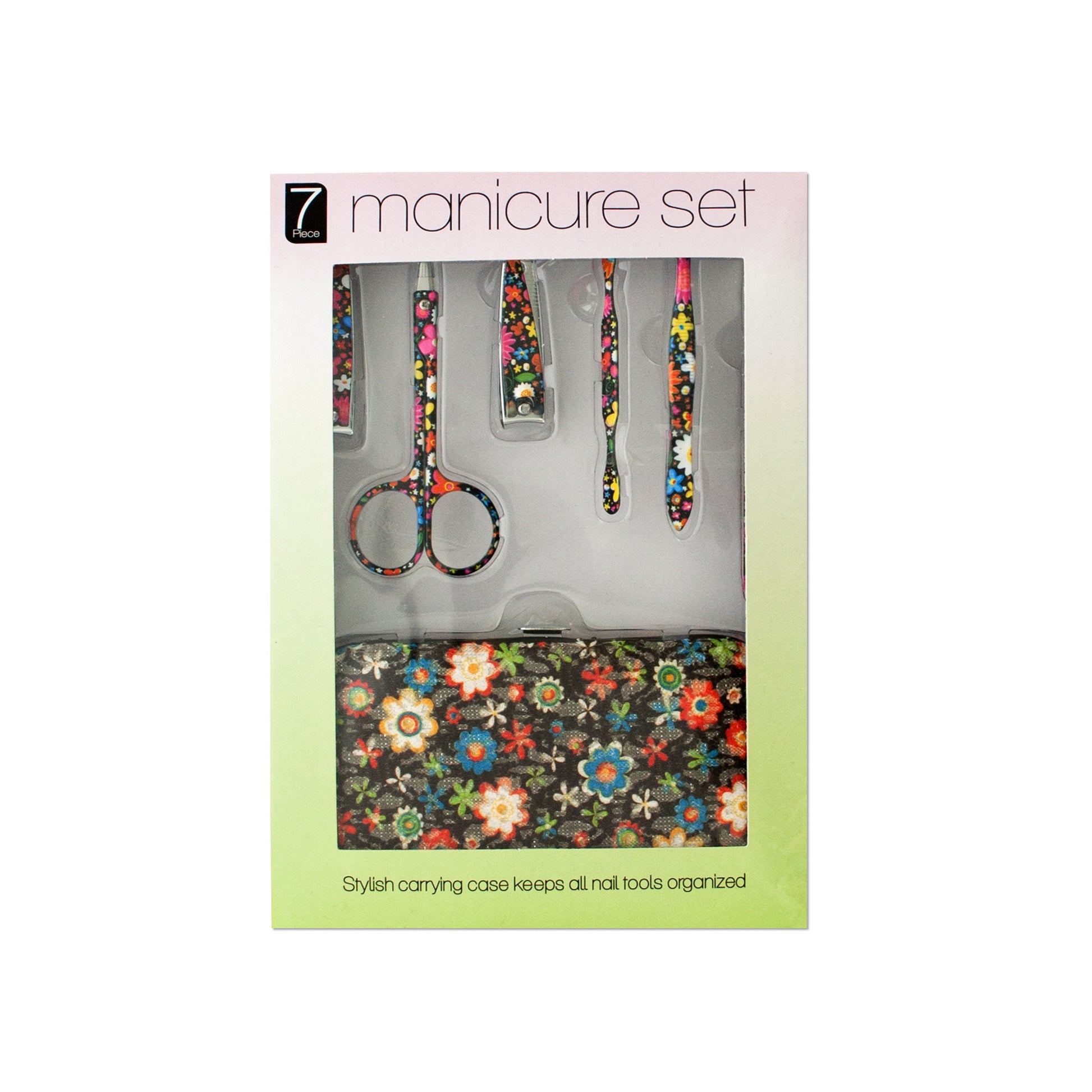 manicure sets with floral case -- 7 per box