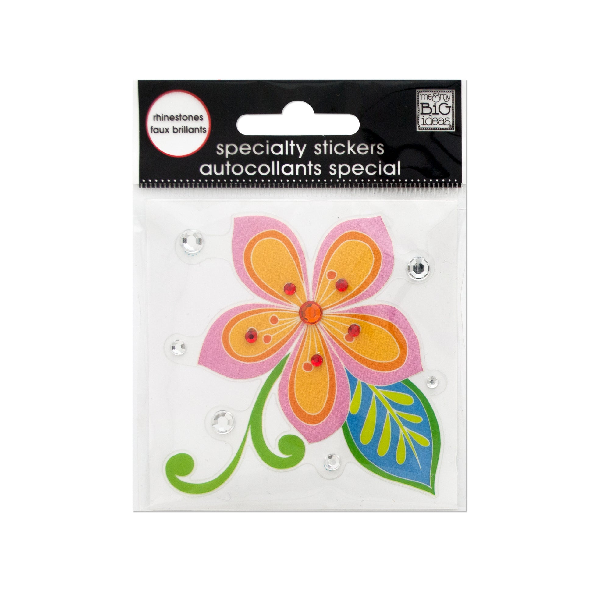 surf shop flower rhinestone specialty sticker - aa pack -- 100 per box