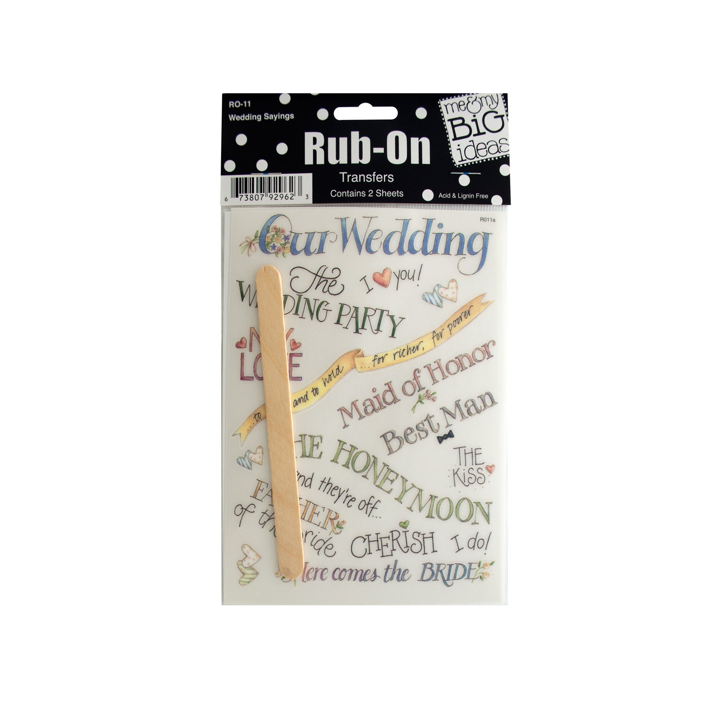 wedding sayings rub-on transfers -  -- 86 per box