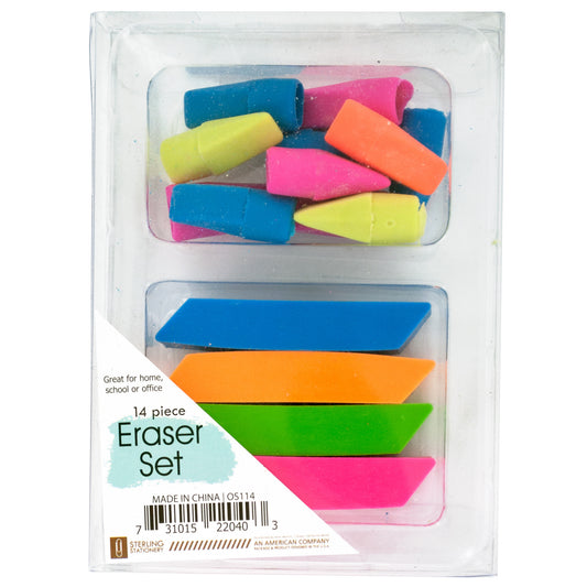 colorful eraser set - 144 pieces -- 37 per box