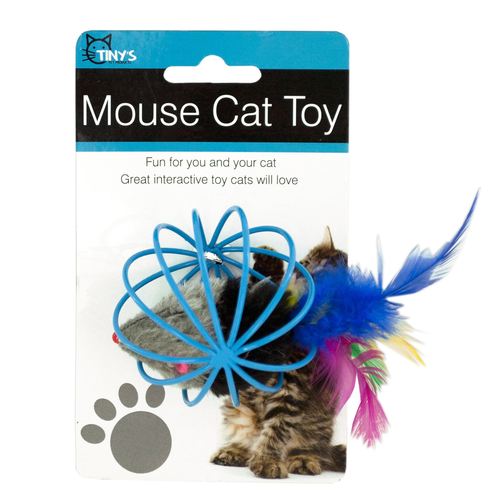 feathered mouse in ball cage cat toy -- 28 per box