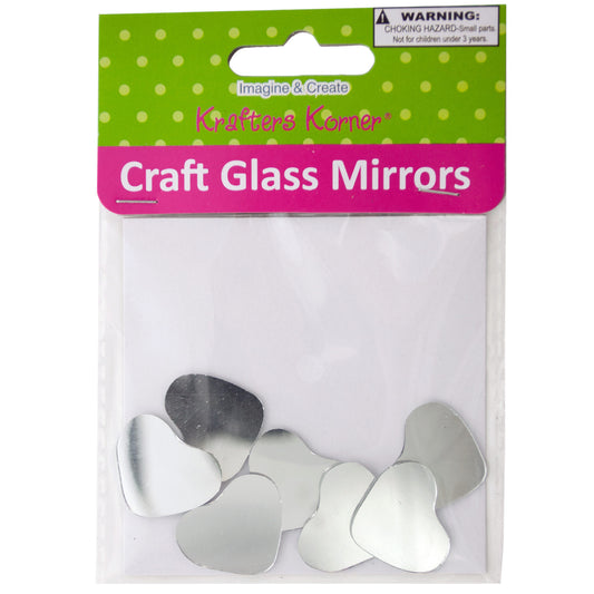 mini heart shape craft glass mirrors -   -- 61 per box