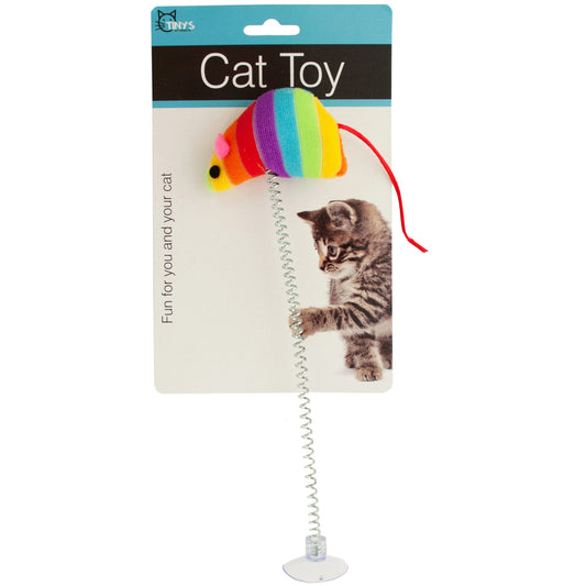 mouse spring cat toy with suction cup -- 25 per box