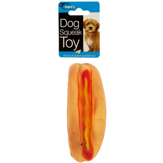 hot dog squeak dog toy  -  -- 24 per box