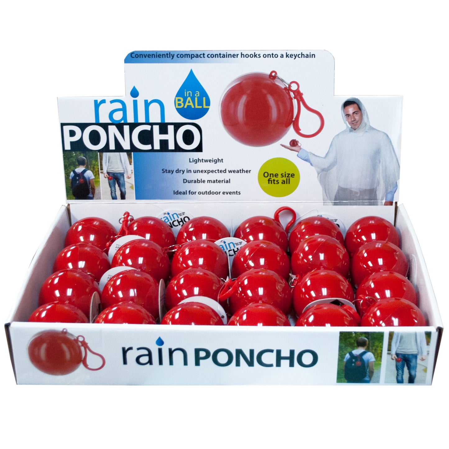 rain ponchos in a ball - countertop display  -- 29 per box