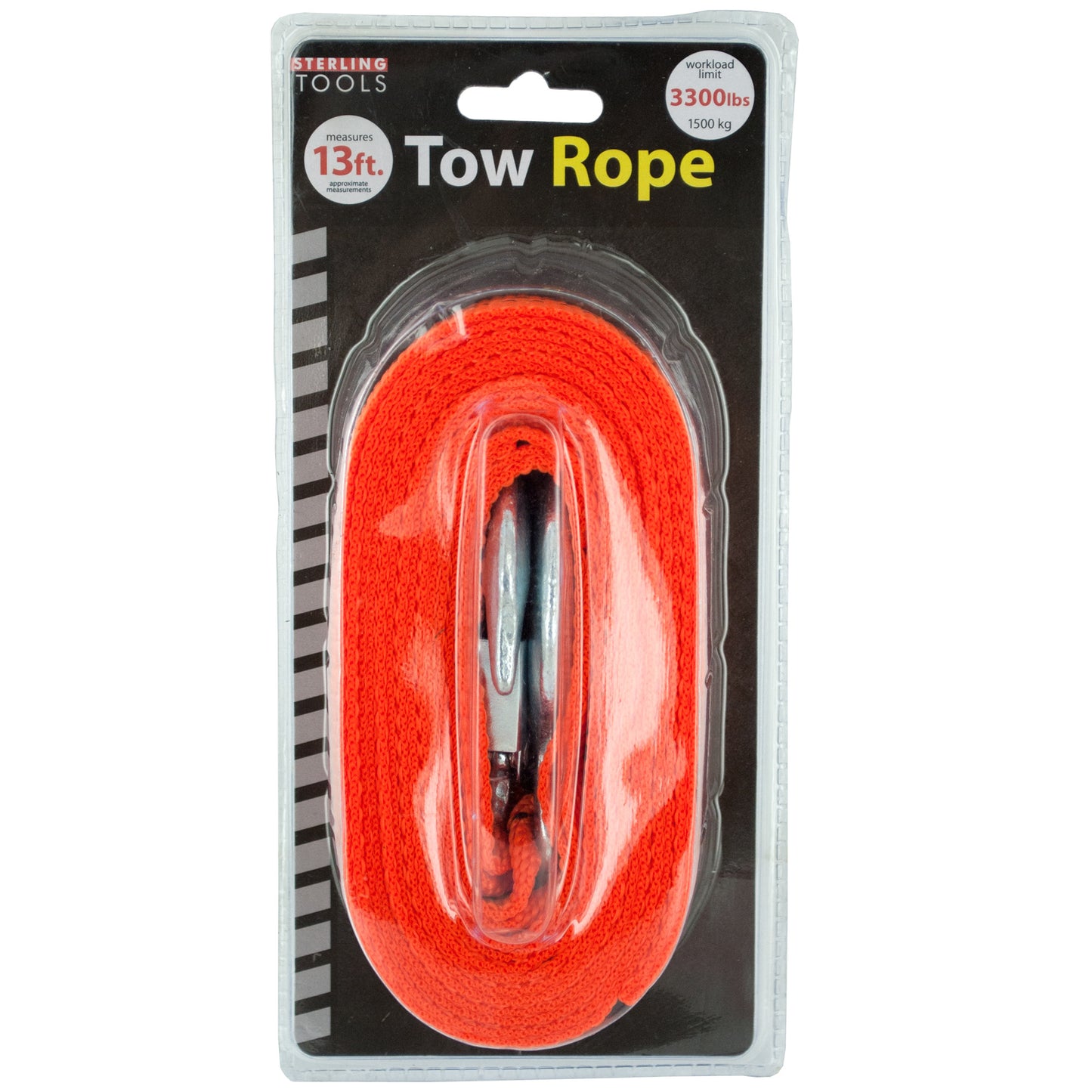 nylon tow rope with metal hooks - bulk  -- 12 per box