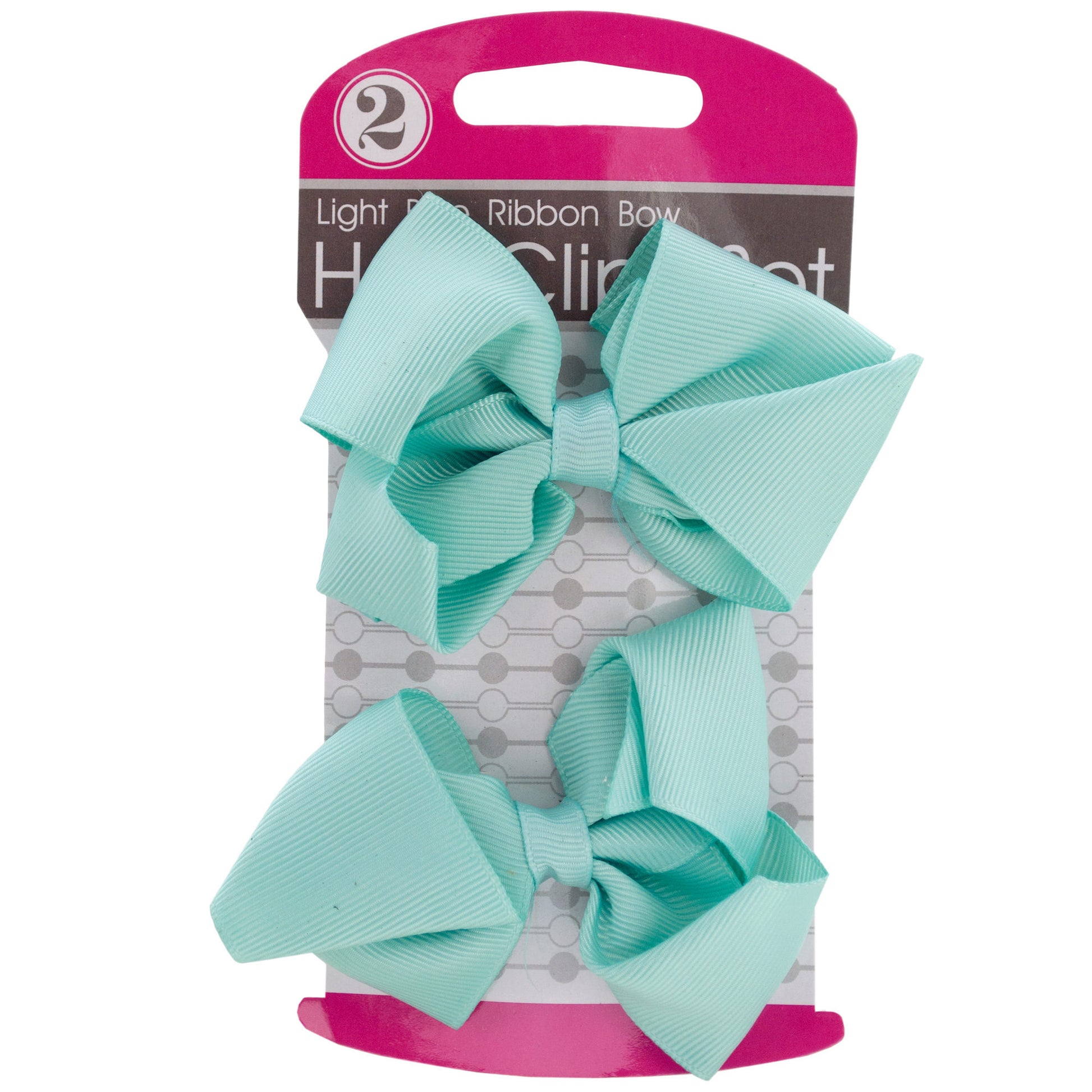 light blue ribbon bow hair clips  -- 50 per box