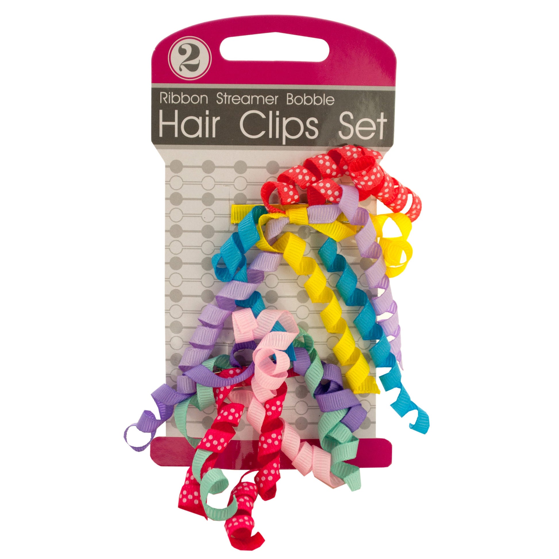 ribbon streamer bobble hair clips - 288 pieces -- 31 per box