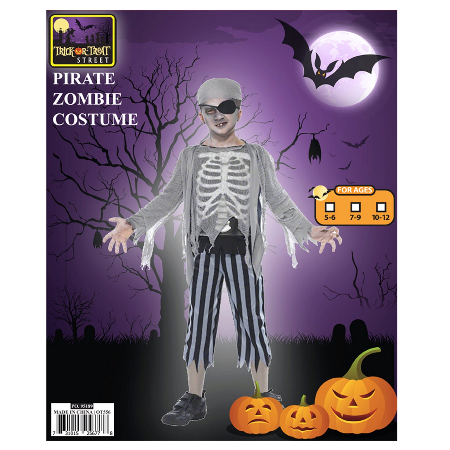 boys pirate zombie shirt and pants costume -  -- 2 per box