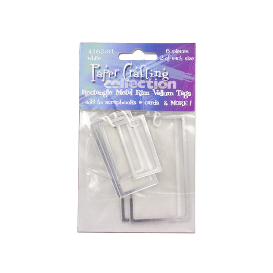 rectangle vellum tags with metal rim - pack of 6  -- 53 per box