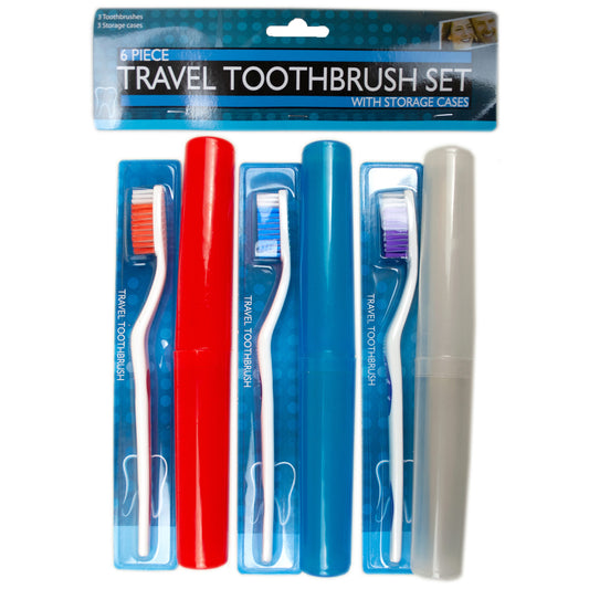 6 piece travel toothbrush sets - bulk supply -- 19 per box