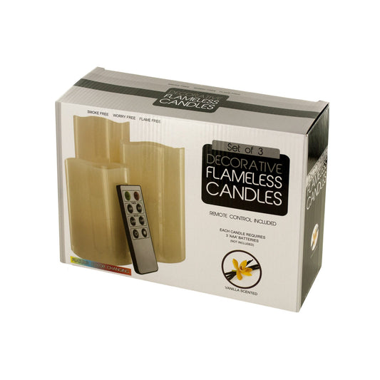 vanilla scented flameless candles set with remote  -- 2 per box