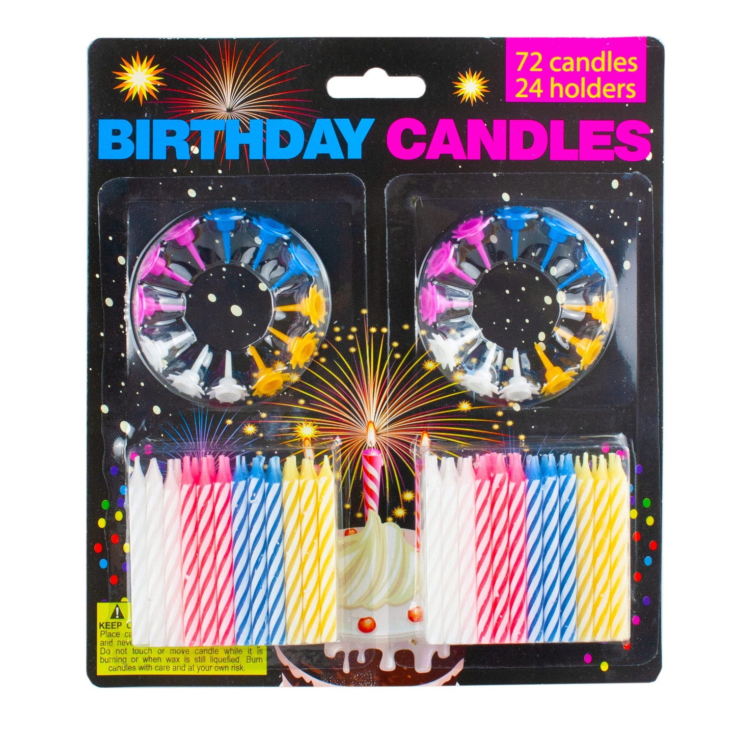 birthday candles with holders set  -- 36 per box