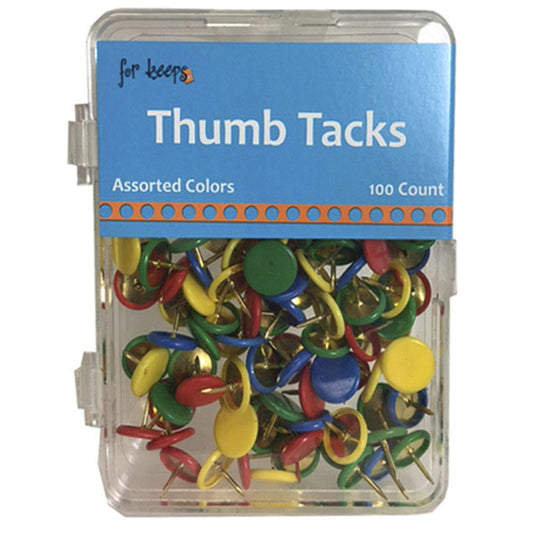 thumb tacks - assorted colors - aa pack  -- 64 per box