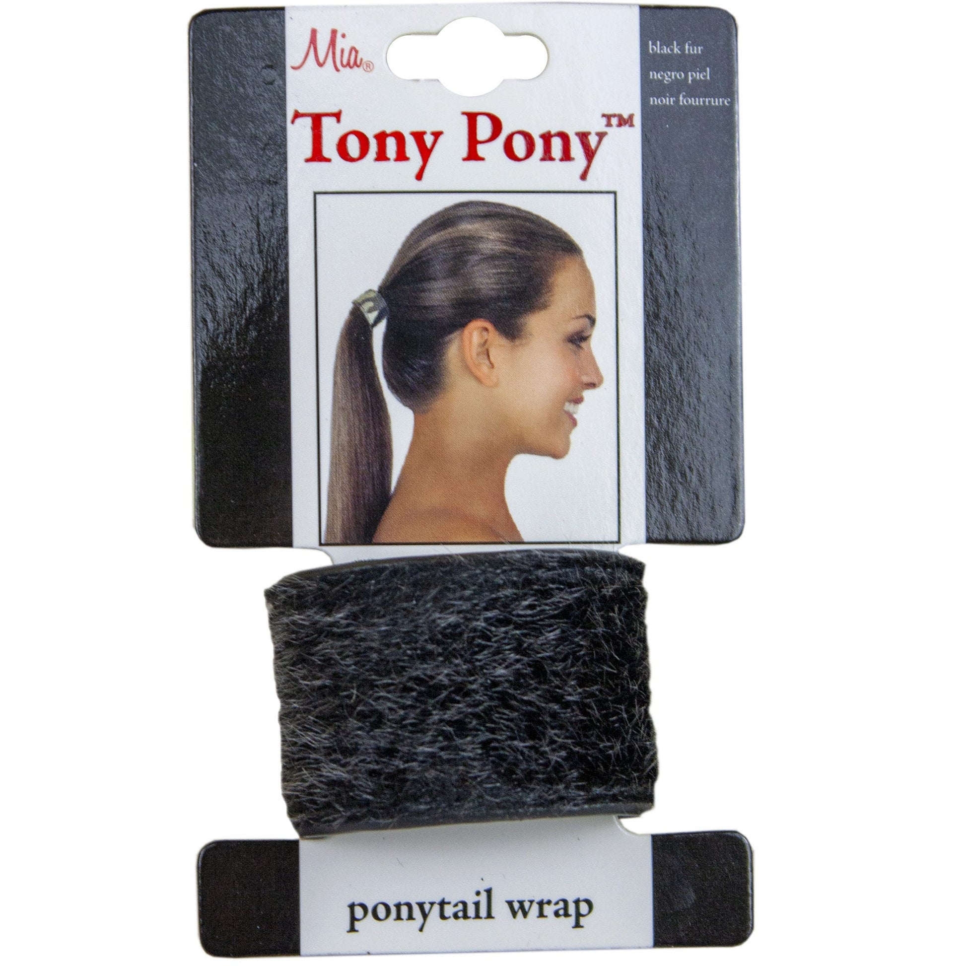 tony pony black fur ponytail wrap - bulk  -- 86 per box