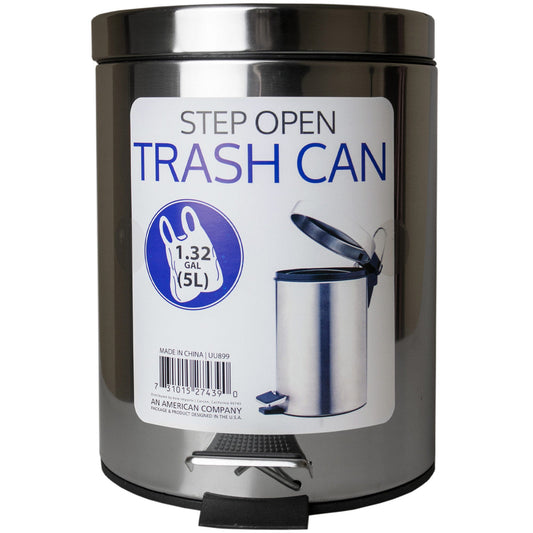 5 liter step open trash can -- 4 per box