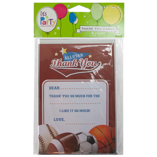 all star sports thank you cards -- 24 per case