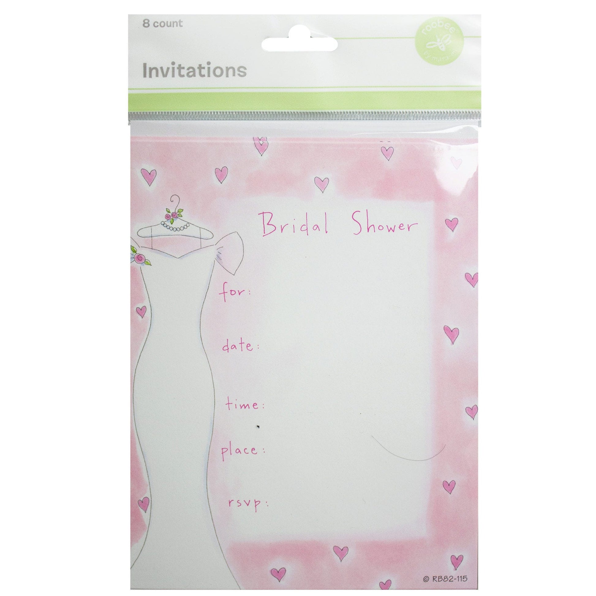 dress bridal shower invitations - 8ct -- 36 per case