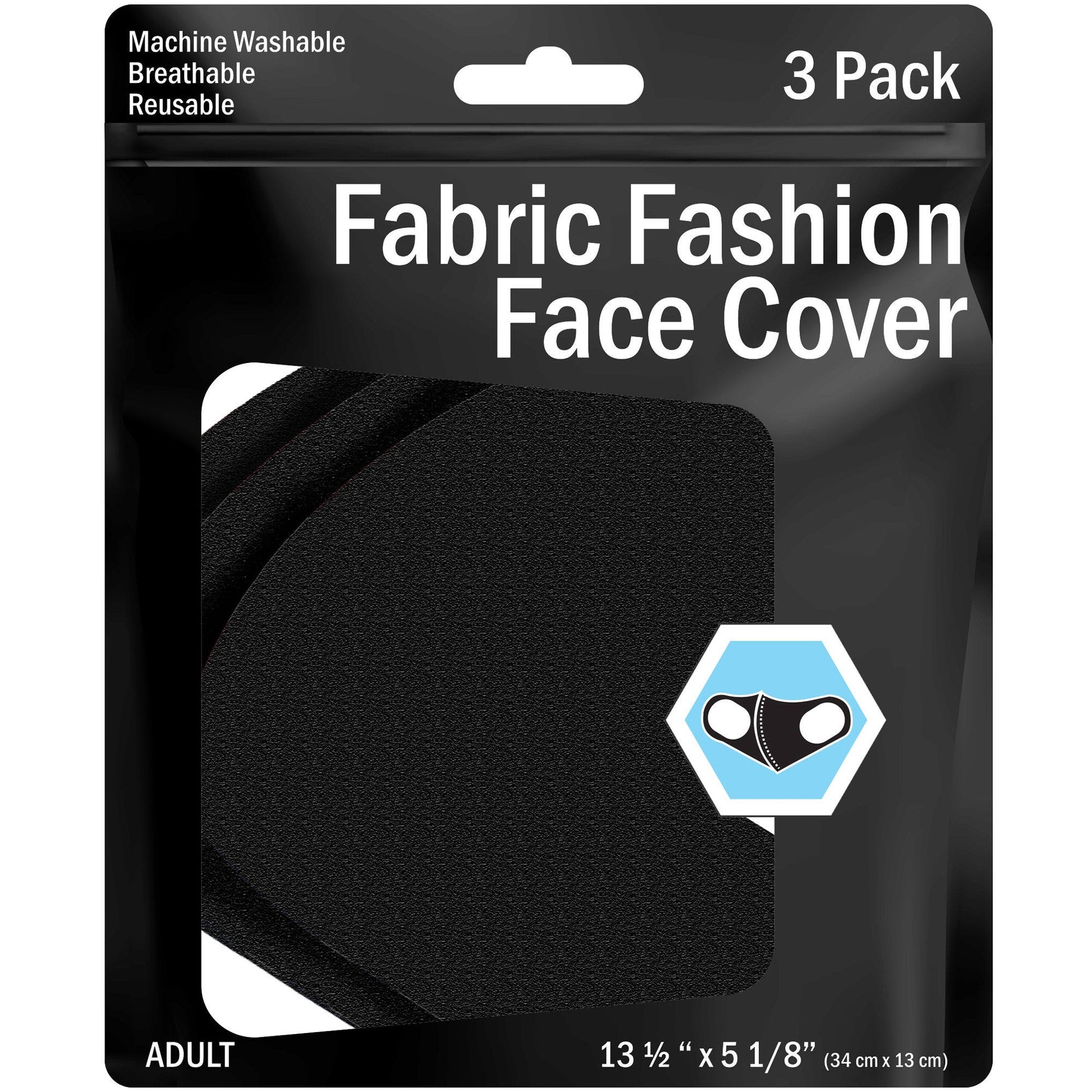 3 pack reusable black face masks  -- 20 per box