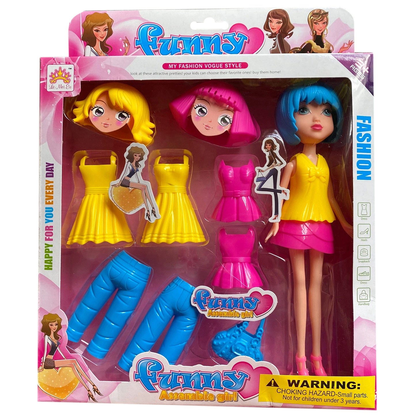 9 dolls w/ interchangeable accessories -- 5 per box