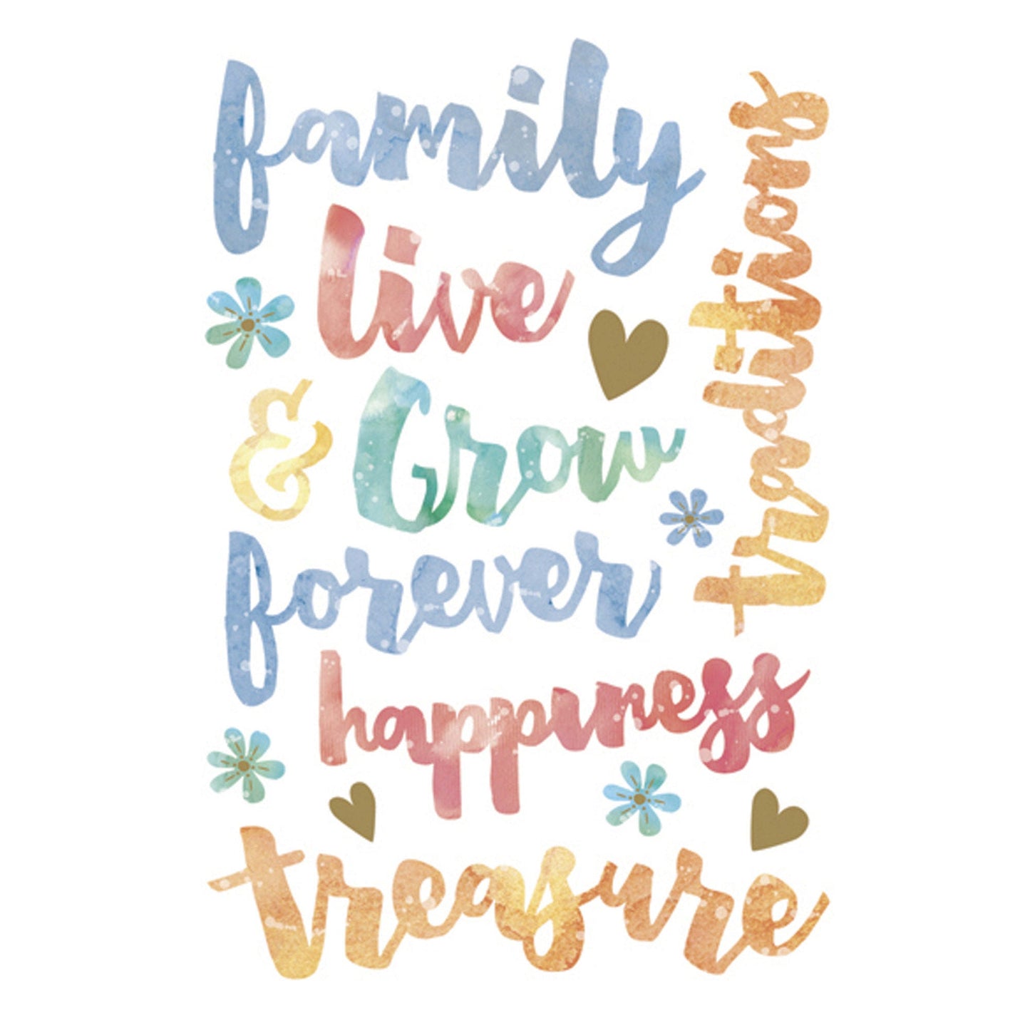 momenta 15 piece watercolor stickers - family phrases  -- 86 per box