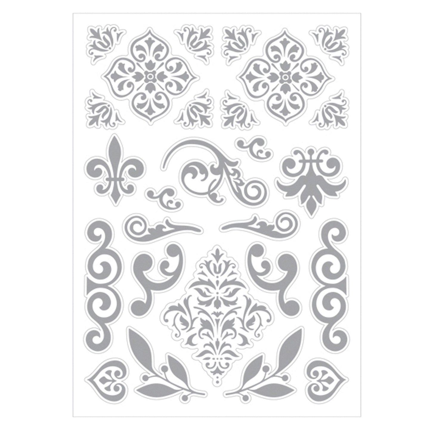 silver decorative stickers - 26 pieces - bulk 720 -- 86 per box