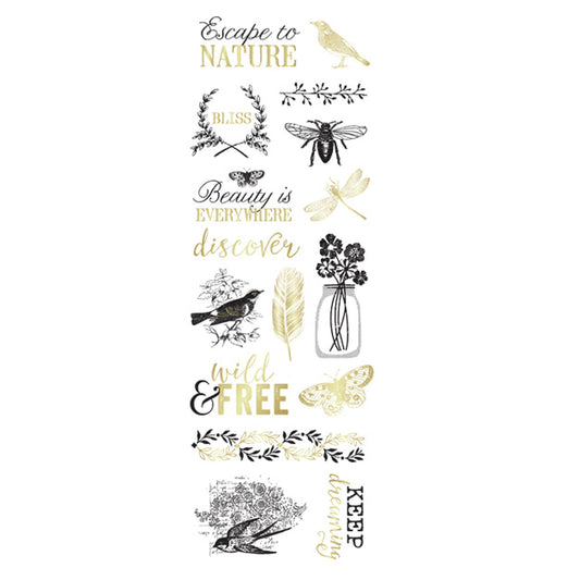 art-c black & gold nature stickers -  -- 86 per box