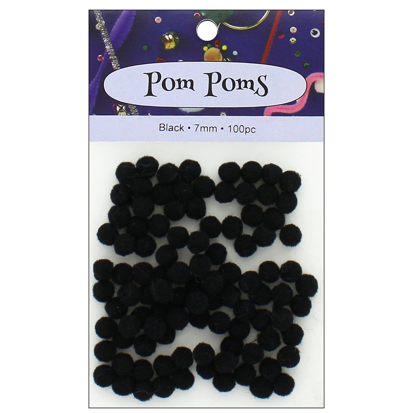 bulk black pom poms - 100pc - 1728 per pack -- 76 per box