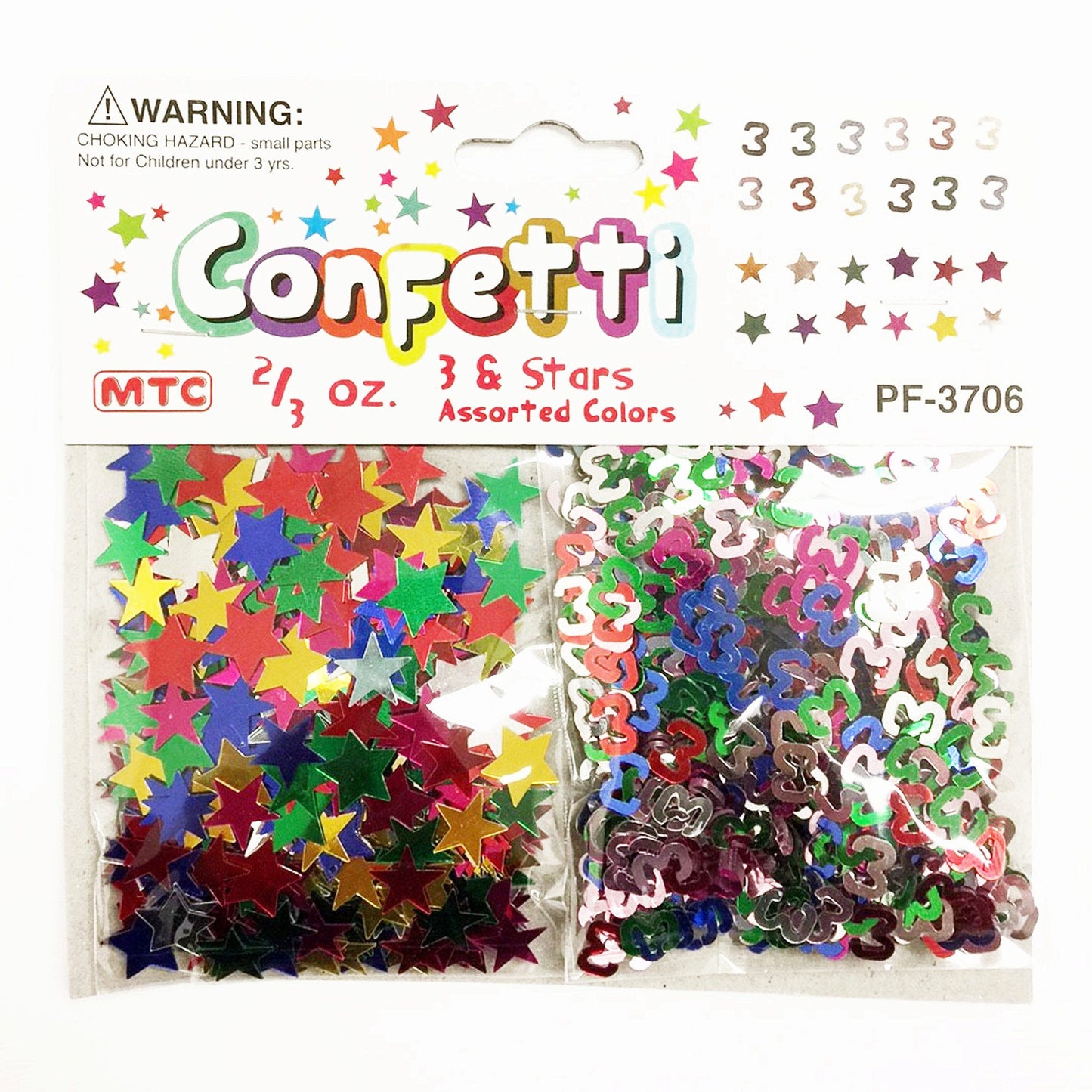 metallic star confetti - colorful - 144 pieces - 3s -- 56 per box