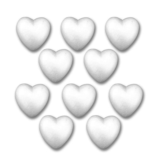 white foam hearts - 2.5 inch -- 45 per box