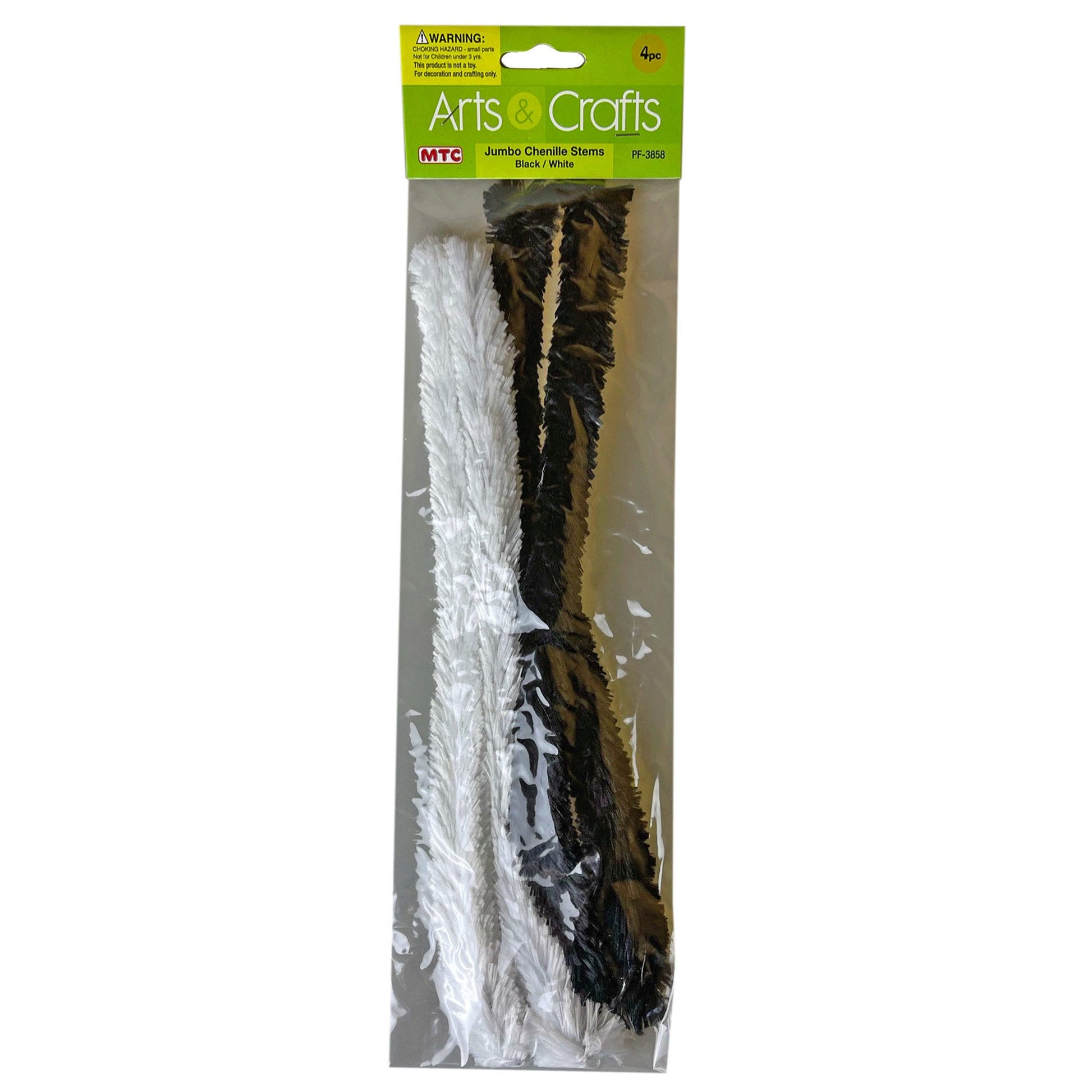 jumbo chenille stems - black & white - 144 pcs -- 56 per box