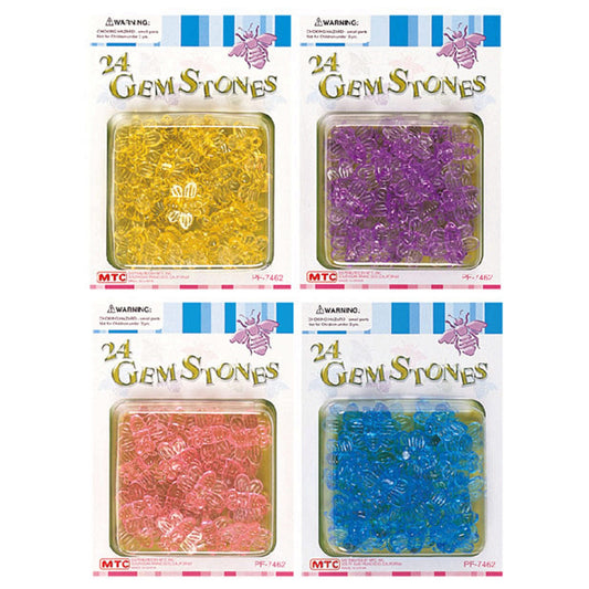 bee-shaped plastic gem stones - 144 pieces -- 56 per box