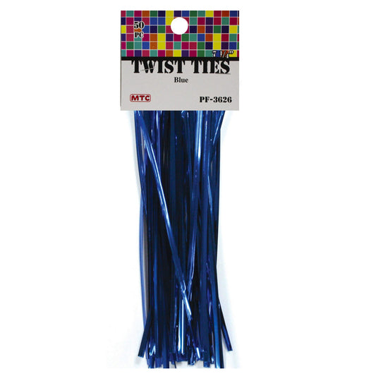 bulk blue twist ties - 50 pieces - 144 pack -- 63 per box