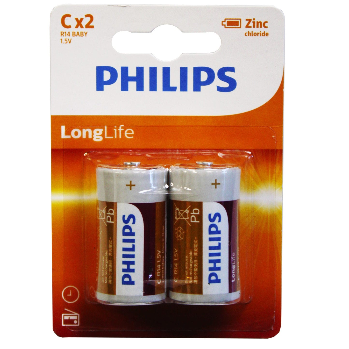 philips long life zinc chloride c batteries - 2 pack - bulk  -- 26 per box