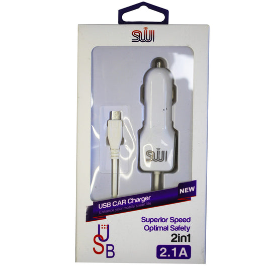 sw white micro usb 2.1 amp car charger  -- 24 per box