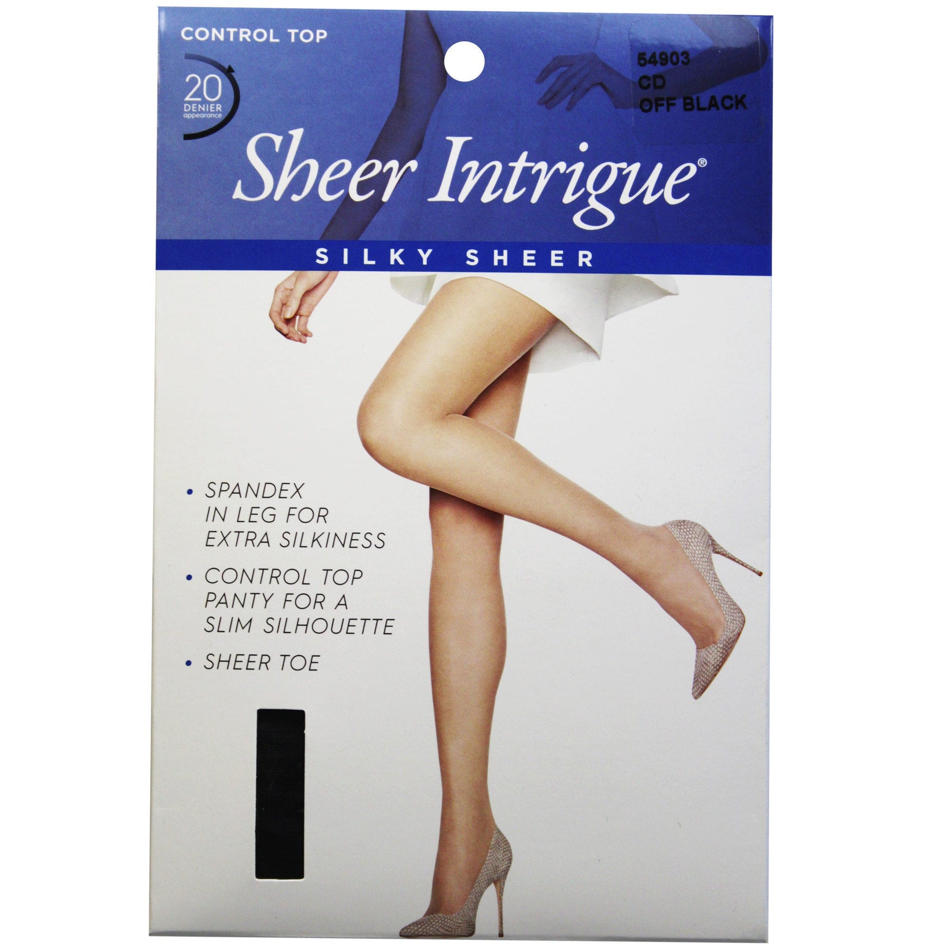 sheer intrigue pantyhose - off black - medium -- 33 per box