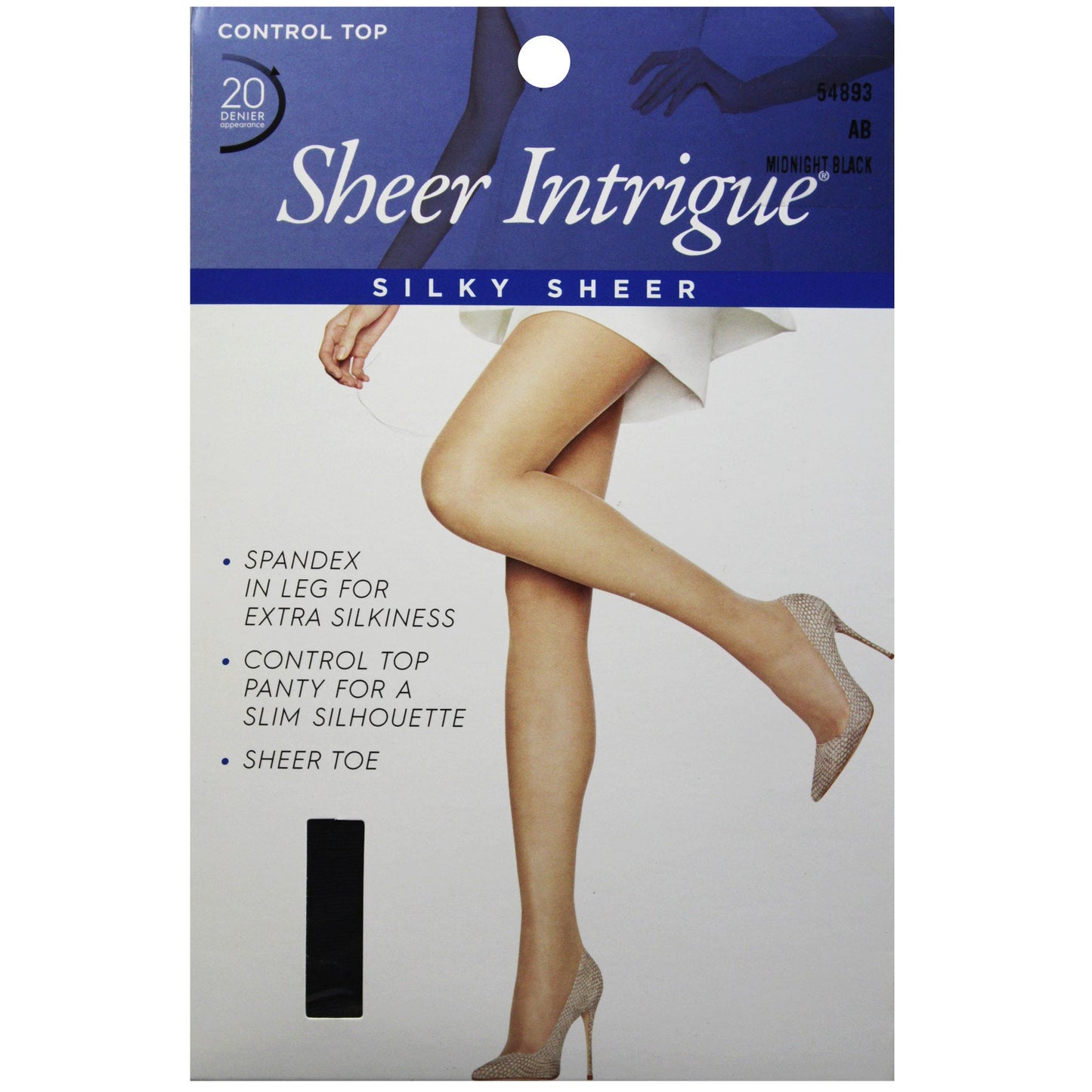 sheer intrigue mid black silky sheer & spandex control top pantyhose small -- 33 per box