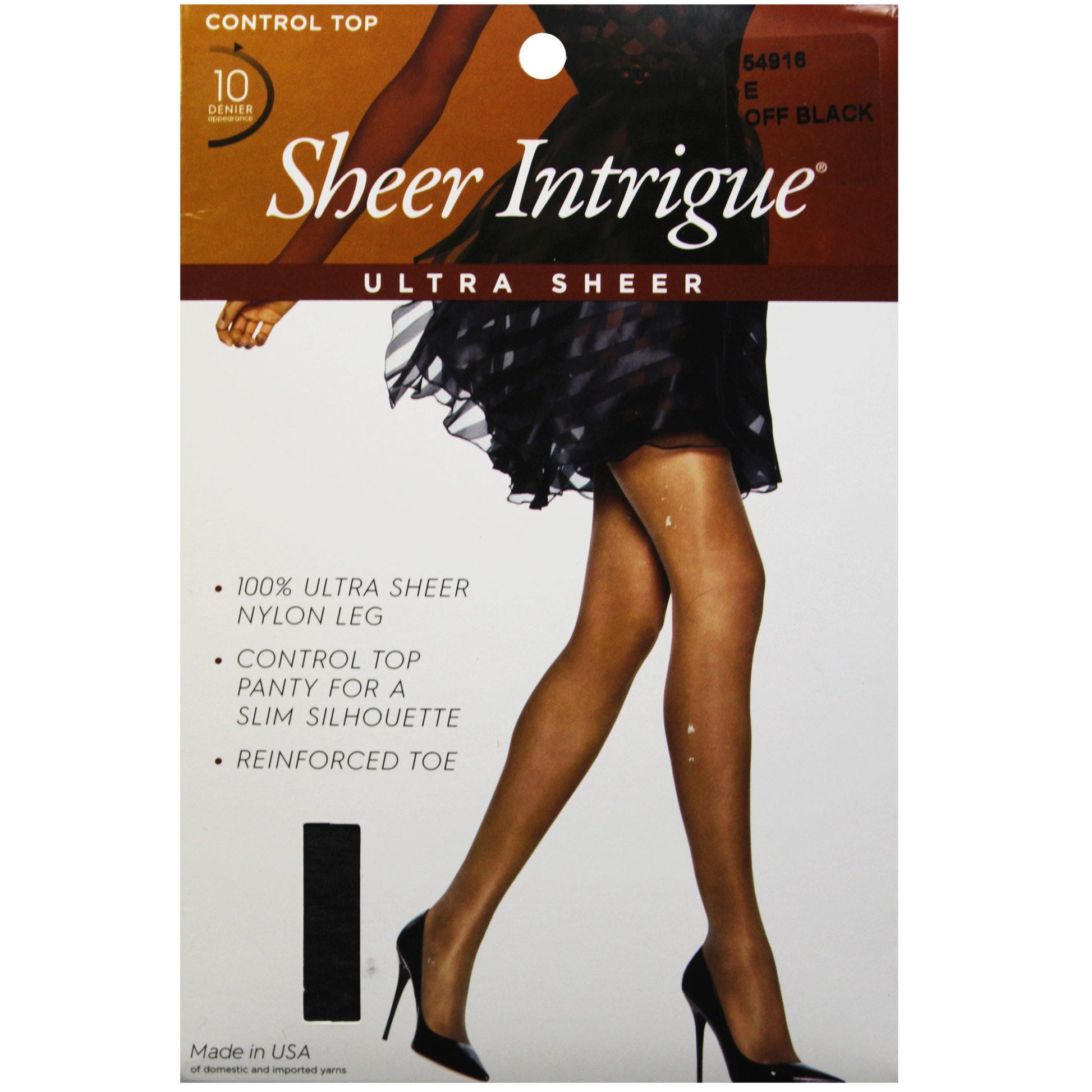 sheer intrigue pantyhose - off black - control top -- 33 per box