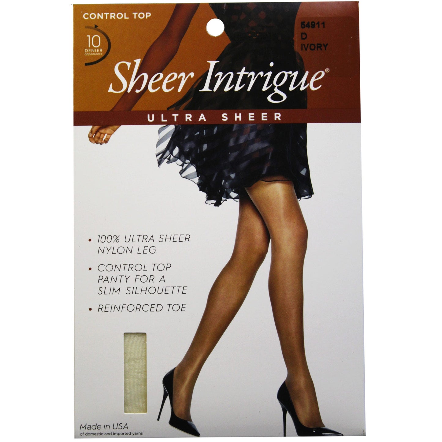 sheer intrigue ivory ultra sheer control top pantyhose -- 33 per box