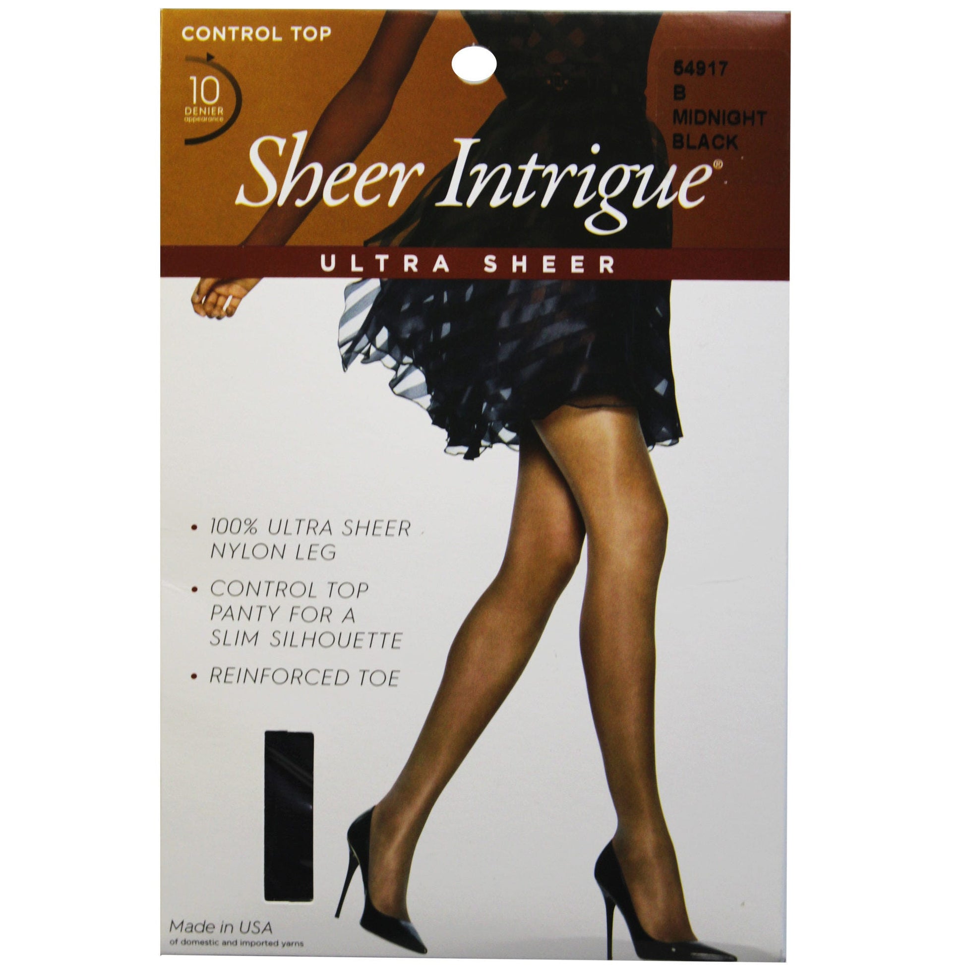 sheer intrigue mid black ultra sheer control top pantyhose - size b (uh) -- 33 per box