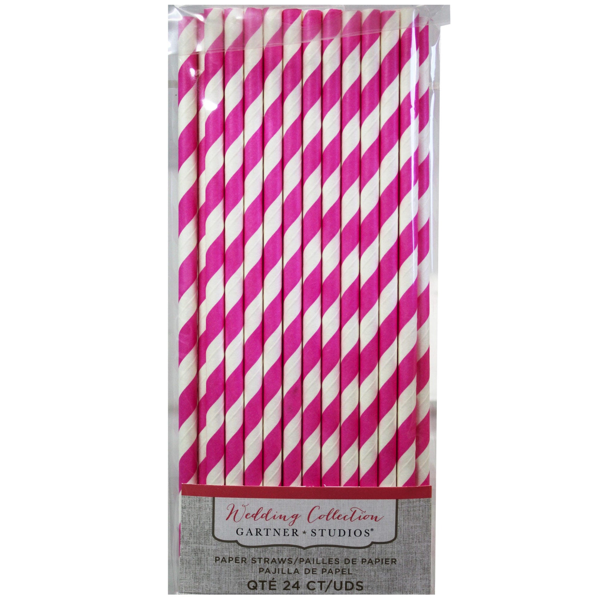 paper straws - pink striped - - bulk -- 56 per box