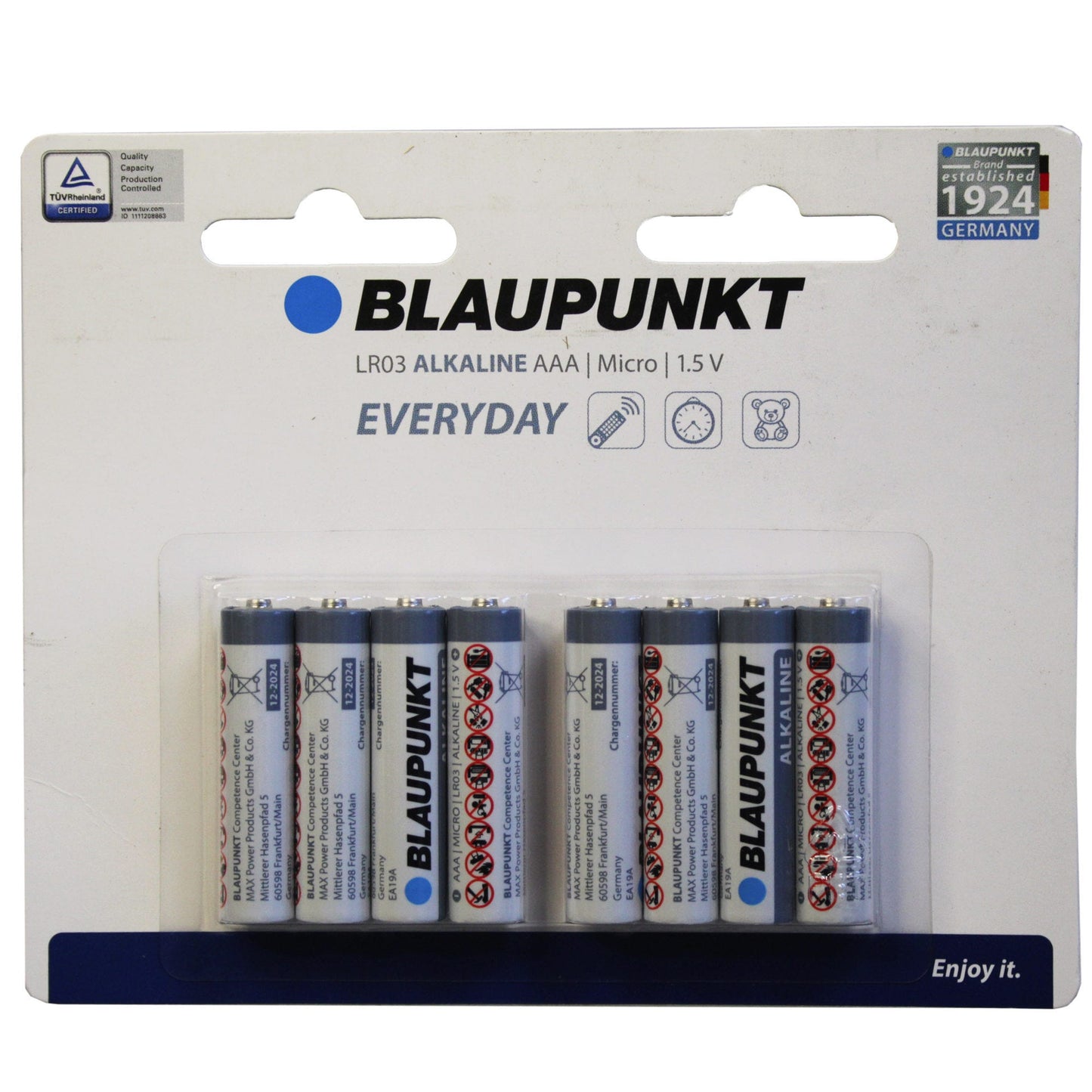 blaupunkt everyday alkaline aaa batteries - 8 pack -- 12 per box