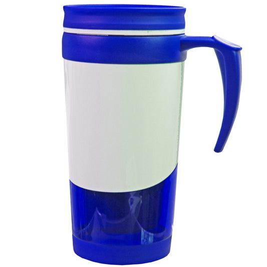 16 oz blue double wall tumbler mug with handle in gift box -- 17 per box