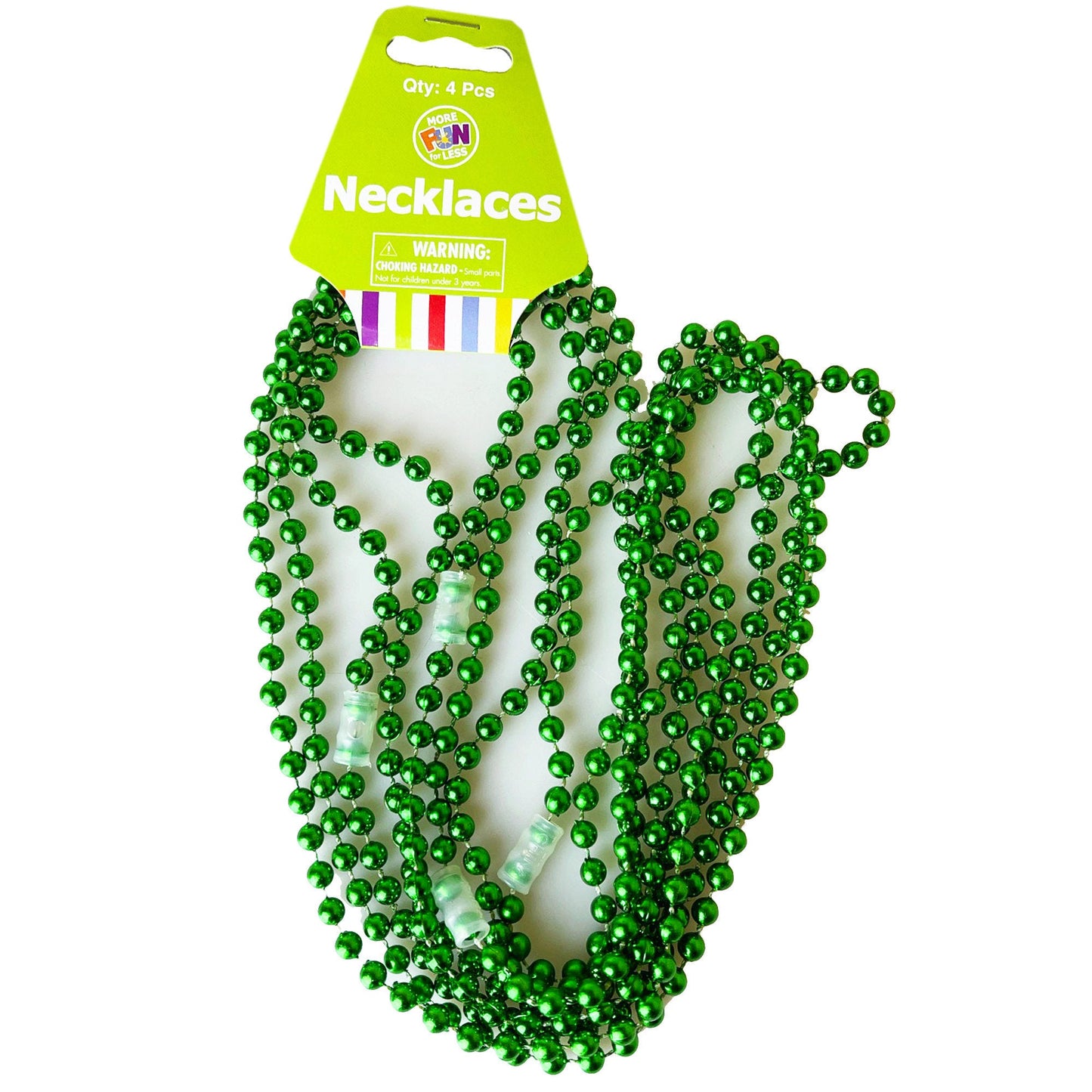 green metallic bead necklaces - 4 pack -  -- 69 per box