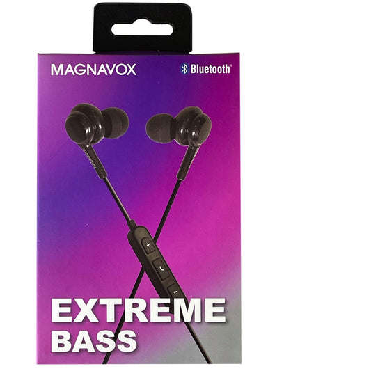 magnavox extreme bass bluetooth earbuds with microphone - black -- 6 per box