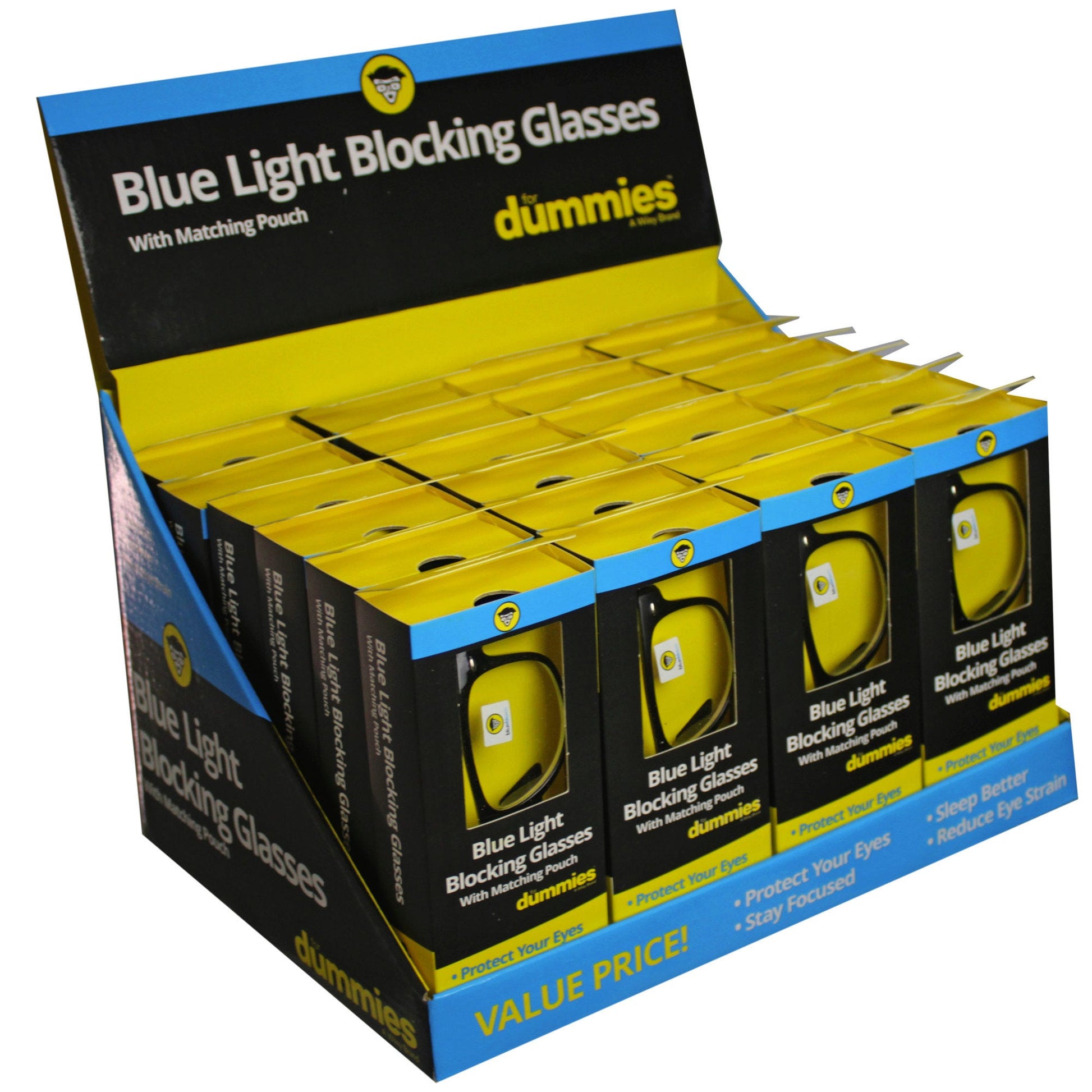 blue light blocking glasses with microfiber cloth  -- 8 per box