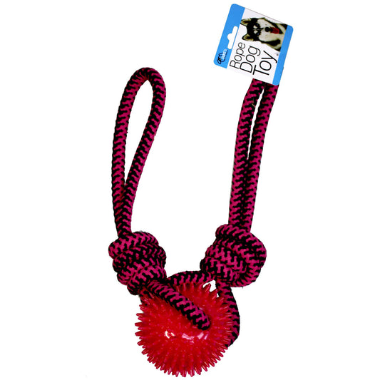 25 inch pull rope dog toy with spike center ball chew  -- 4 per box