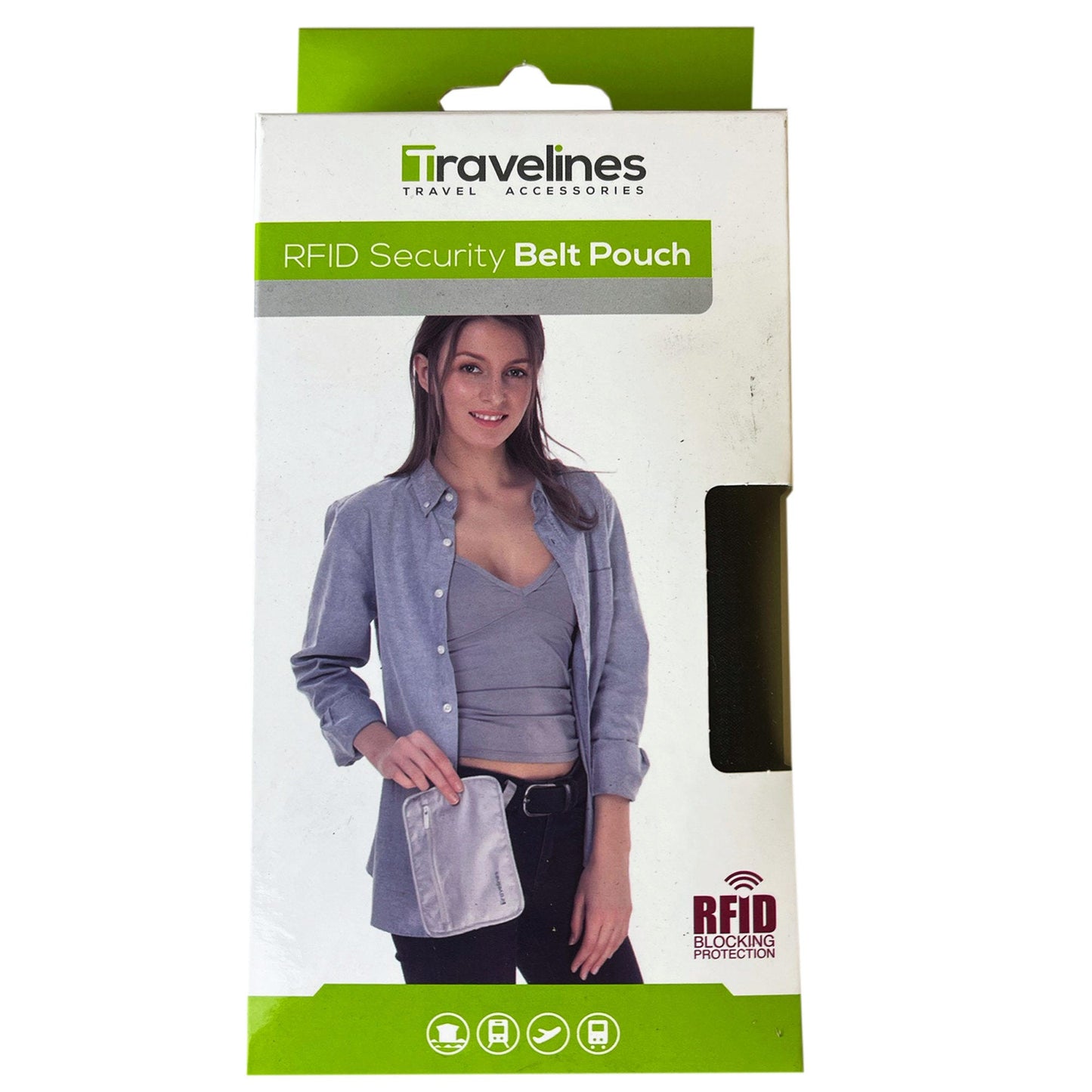 rfid-blocking travel belt pouches - black -- 29 per box